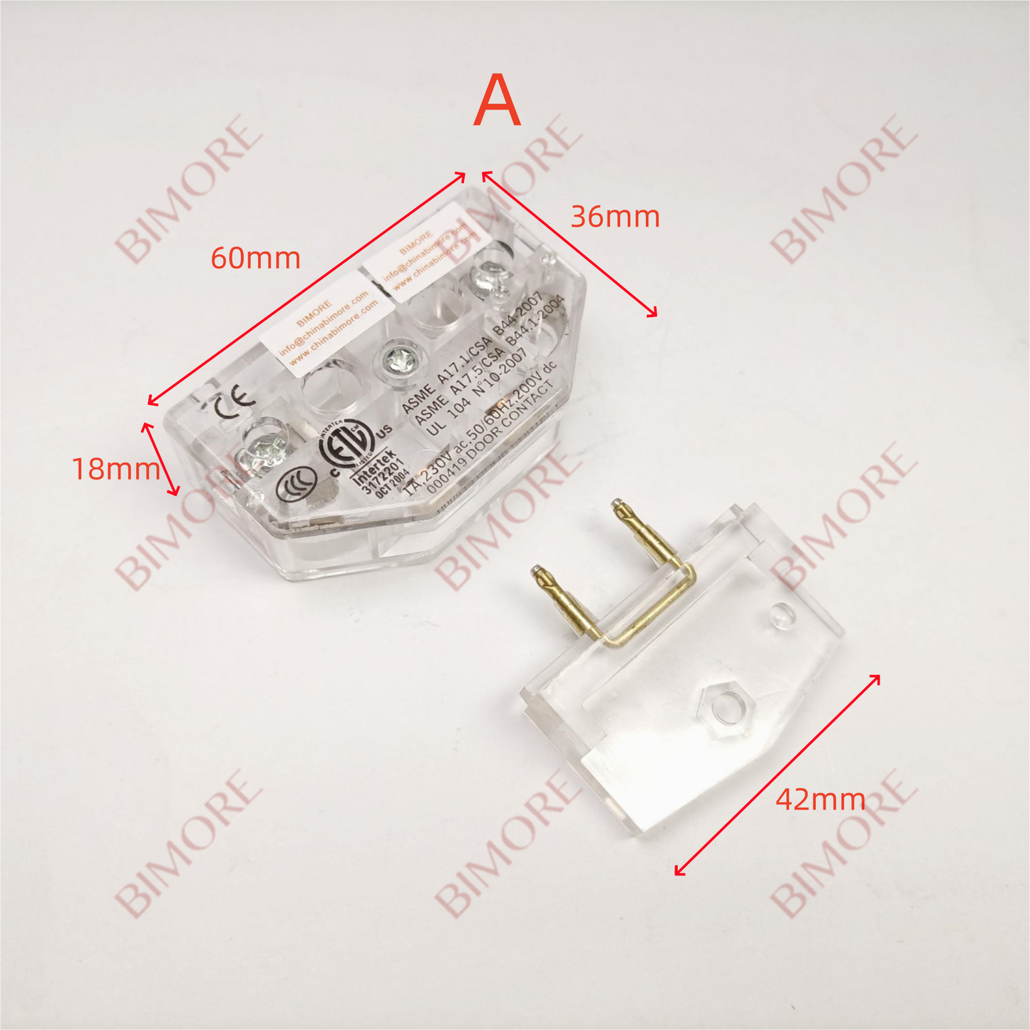 10SETS/LOT Elevator Door Contact Trapezoidal Lock Switch L=40mm/60mm ASME 005546 000419