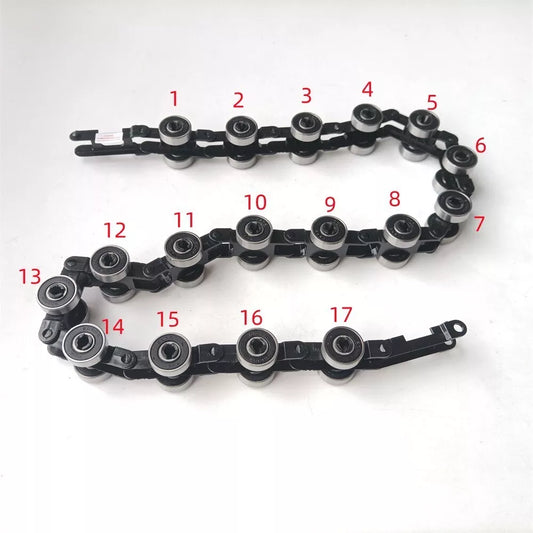 Cadena giratoria para escalera mecánica, color negro, KM5070679G01/2/3/5, tamaño 10 mm, R20, 17 pares de rodamientos, 608, 4 unidades por lote