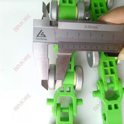 Cadena de retorno para pasamanos de escalera mecánica, color verde, 17 pares de rodamientos, diámetro 24 mm, ancho 6 mm, 4 unidades por lote