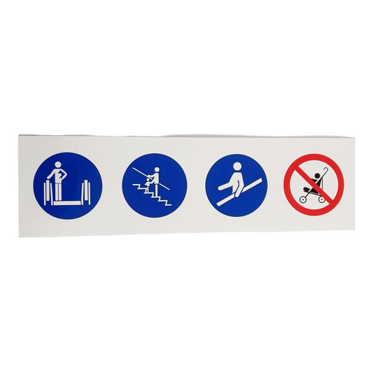 5PCS/LOT Escalator Safety Label Sticker White Background 4 Patterns 12*42 cm Horizontal Design Escalators Parts