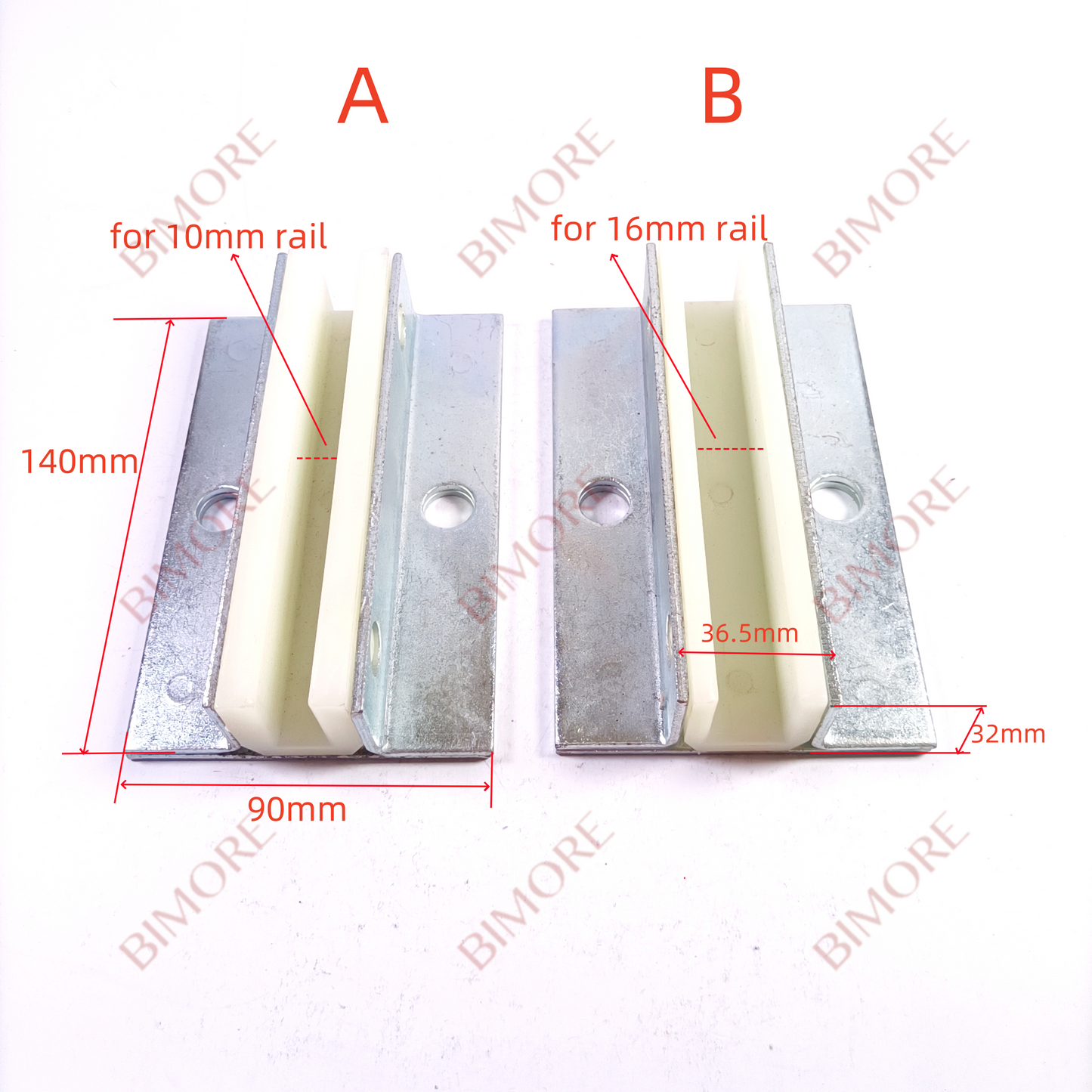 Lote de 4 zapatas guía para contrapeso de elevador DX4D (largo x ancho x alto): 140 mm, ancho x 92 mm, altura x 33 mm, para reemplazo de 10/16 mm.