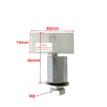 Lote de 50 correderas para puerta de ascensor BIMORE, longitud 40 mm, altura 58 mm.