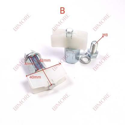 50 piezas/lote 50 piezas de deslizadores de zapata para guía de puerta de ascensor (largo 40 mm, alto 42 mm/50 mm, sótano 18/25 mm)