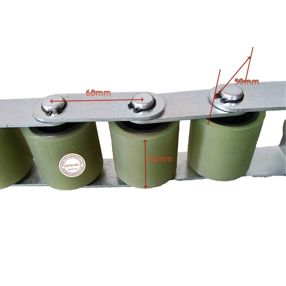 1PC/LOT Escalator Handrail Tension Chain Pitch 60mm 10 Rollers Wheel 50*50 OD 50mm W 50mm Use for Fujitec Parts