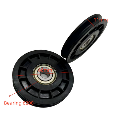 10PCS/LOT Elevator Door Hanger Roller 66*11*6200 Lift Spare Parts Black Nylon Steel Wire Rope Wheel  66x11x6200 OD 66mm W 11mm Bearing 6200
