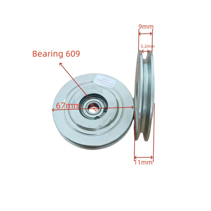 10PCS/LOT Elevator Door Wire Rope Pulley Lift Spare Parts Iron Wheel 67x9x609 D 67mm/9mm W 9mm/11mm Bearing 609