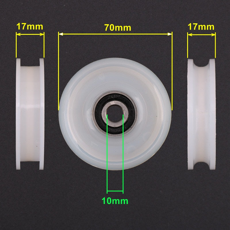 20PCS/LOT 70*17*6200 Elevator Door Hanging Wheel Roller OD 70mm W 17mm ID 10mm for S8 Nylon Bearing 6200