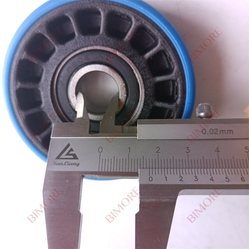 Lote de 50 rodillos para escaleras mecánicas 76,2 x 22-6203. Diámetro exterior: 76,2 mm. Altura: 22 mm. Diámetro interior: 12 mm. Rodamiento: 6203.