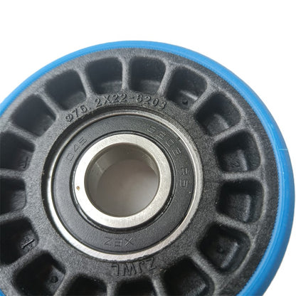 Lote de 50 rodillos para escaleras mecánicas 76,2 x 22-6203. Diámetro exterior: 76,2 mm. Altura: 22 mm. Diámetro interior: 12 mm. Rodamiento: 6203.
