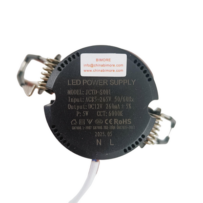 5PCS/LOT Elevator LED Power Supply Tube Light JCTD-S001 Face OD 91mm AC85-265V 5W White Light 6000K