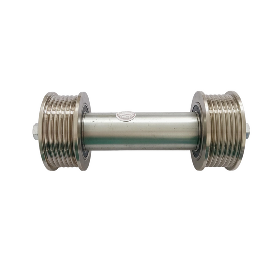 1PC/LOT Elevator Car Anti Jumping Steel Belt Wheel for PV30 3300 3600 Lift Parts Double Bearing Wheel 6 Slots 93*40*6008 D 93mm/85mm W 40mm H 40mm Axle L 224mm Screw 250mm M12