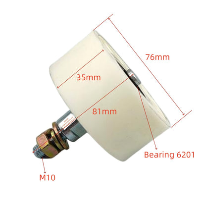 10PCS/LOT Escalator Handrail Roller 76*35*6201 With Shaft M10 OD 76mm W 35mm Double Bearing:6201 L 81mm